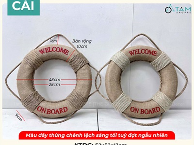 Phao cứu sinh decor chữ welcome vải bố [Mộc mạc - ĐK47cm] PHAOCUUSINH-03